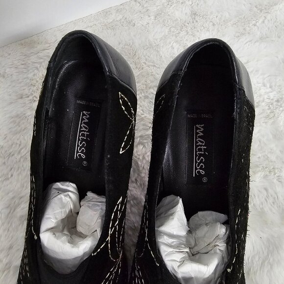 Matisse Pumps Black Suede Embroidered Goth Grunge Boho 10M - Picture 12 of 16